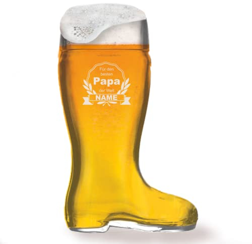 GRAVURMACHER® STÖLZLE - Stivali da birra con incisione, 1,0 l, per il miglior papà del mondo, regalo per la festa del papà, regalo di compleanno come uomo, motivo 12
