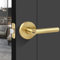 Gaurqiah Entry Door Lock with Keys,Brushed Gold Door Handles, Heavy Duty Door Lever, Round Door Handle for Exterior/Interior Doors, Reversible Door Lever for Bedroom or Office-Satin Brass Finish