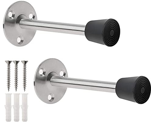 YXQ 2Pcs Door Stops 6inch Wall Mount 201 Stainless Steel Rubber Tip Mute Protective Door Stopper for Home