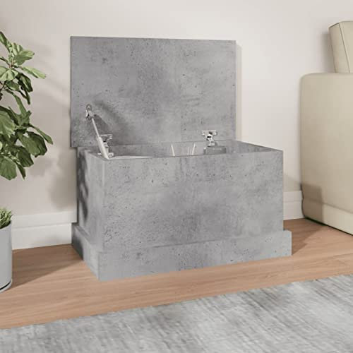 Yolola Truhe Mit Stauraum Aufbewahrungsbox Betongrau Holztruhe Truhenbank Mit Stauraum Truhe Aufbewahrung Schuhbank mit Stauraum Sitzbank mit Stauraum 50x30x28 cm Holzwerkstoff