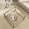 SAYGOER Goldfarbener Couchtisch aus Glas, moderner Couchtisch für kleinen Raum, einfacher quadratischer Mitteltisch für Wohnzimmer, Heimbüro, 26,7 x 26,7 x 17,7 cm, einfache Montage