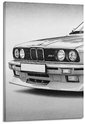 LADV Vintage-Sportwagen-Poster für E30 M3, Kunstwerke, Rennwagen, dekoratives Gemälde, Leinwand, Wandkunstwerk, Bild, 30 x 45 cm