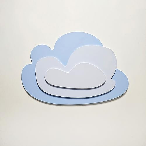 KiddyMoon Wanddekor 3D Wandskulpturen Kinderzimmer Akccessoire Für Kinder Hergestellt Aus MDF Babys Wanddeko Montessori Spaß Dekoration Wolke Muster, Blau