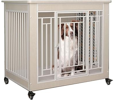PPGE HOME Qualität Hundekäfig für Zuhause, Hundekäfig Möbel, Mit Rädern und Herausnehmbaren Tabletts für Kleine und Mittelgroße Hunde, Robuste Hundehütte(Size:XL(98X69X93cm),Color:B)