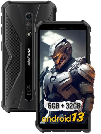 Ulefone Armor X12 Telephone Portable Incassable Android 13 Go, 6Go+32Go ROM/TF-256Go, 13MP Caméra, 4860mAh Batterie, Écran 5,45''HD+, Smartphone Incassable 4G Dual SIM/NFC/GPS/2Ans Garantie