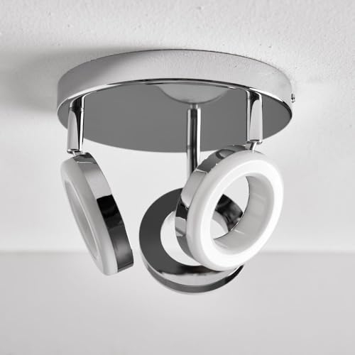 LED Deckenspot Cecilia in Chrom und Weiß Rund 3x 4W 1200lm, Led Deckenstrahler, Wohnzimmerleuchte modern Aufbaustrahler Büro Deckenleuchte LED Deckenlampe Wohnzimmerlampe Küchenleuchte Aufbauspot