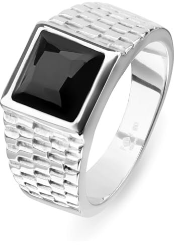 FAVS Herren-Herrenring Edelstahl 1 Onyx 64, Silber 32025159