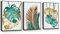 MHARTK66 Cadre Noir Tableau Decoration Murale Salon Moderne Toile Monstera Doré et Vert Affiche Décoration Plantes Vertes Impression sur Toile Decoration Murale Chambre Salle de Bain