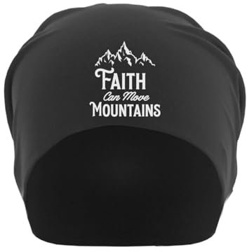 Atspauda Faith Can Move Mountains Unisex Dünne Baumwolle Slouch Beanie Schwarz, Schwarz , Einheitsgröße