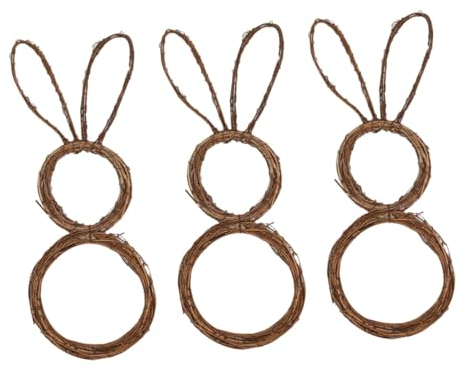 IMIKEYA Osterhase Rattan Leuchten 3st Rattan-Kaninchen-Girlande Frühlingshandwerk Ostern Frühlingskranz Ornament Osterhasen-anhänger Aus Rattan Kreative Osterhasen Schmücken Haustür Ring