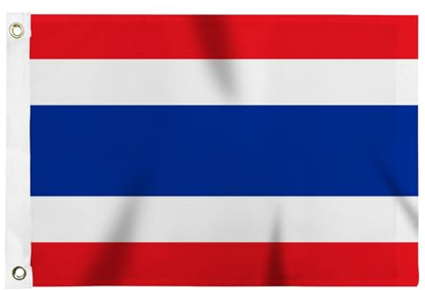 Flagolden Thailand-Flagge, 30,5 x 45,7 cm, für Boot, lebendige Farben, kleine Thailand-Flaggen mit 2 Messingösen, nautisch