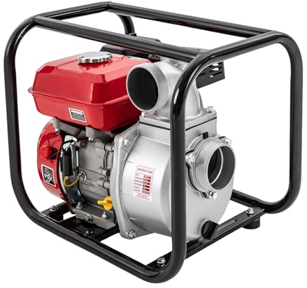 ROGONPDK Benzin Wasserpumpe Motor Kit 4 Takt Benzinmotor Wasserpumpe Schmutzwasserpumpe Teichpumpe Gartenpump 4KW Benzin Wasserpumpe 49x37.5x40.5CM Schwarz Rot