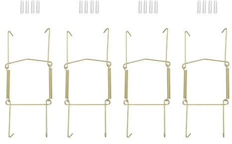 sourcing map 4Pcs Plate Hanger, 6 Inch U Type Zinc Plated Invisible Wall Plate Hangers for Decorative Plates, Gold