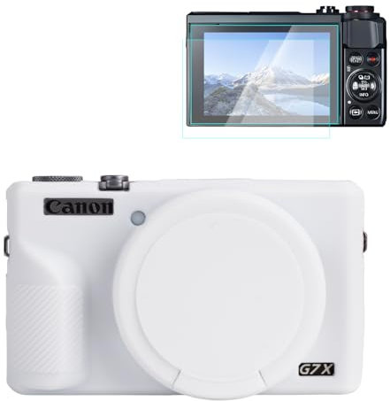 Rieibi Silicone Case for Canon G7X Mark III Case, G7X Mark III Accessories with 2 Pcs Screen Protective Film,Detachable Lens Cover for Canon G7X Mark III Cover