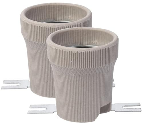 Sarini Portalampada E27, 2 Pezzi E27 Attacco a Vite Portalampada in Ceramica di Porcellana per LED, CFL, Sorgenti Luminose a incandescenza alogene E27