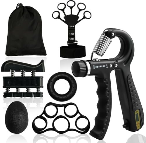 benlidoner Handtrainer Fingertrainer 6er Set Verstellbarer Grip Trainer Unterarmtrainer Finger Trainingsgerät Handgelenk Trainer Trainingsring und Stressabbau Griffkugel