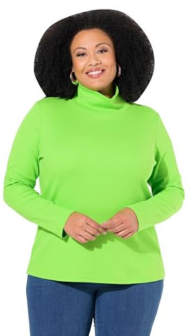 Ulla Popken Damen große Größen Übergrößen Plus Size Shirt, Rollkragen, Classic, Langarm grasgrün 62+ 831786420-62+