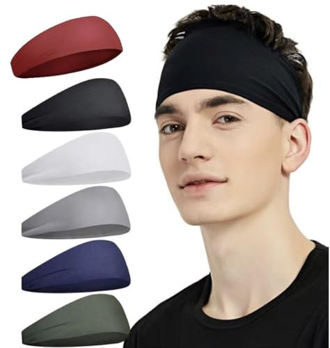 QZLSAYSLFascia Capelli, Fascia Capelli Uomo, 5 Pcs Fascia Per Capelli Uomo Sport Fascia Elastica Capelli, Accessori Capelli Per La Corsa E Il Fitness (colore puro)