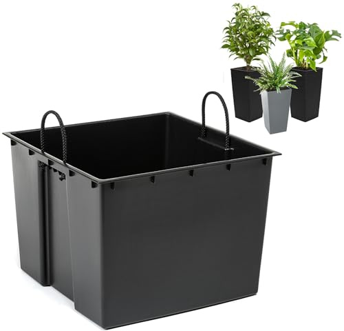 Plantztopf-Einsatz austauschbarer quadratischer,langlebig 38,5x28 cm Schwarz 38 L für Lamela 74x40 cm und 41x39 cm Töpfe-erleichtert die Kontrolle des Wassergehalts im Topf,reduziert den Bodenverbrauc