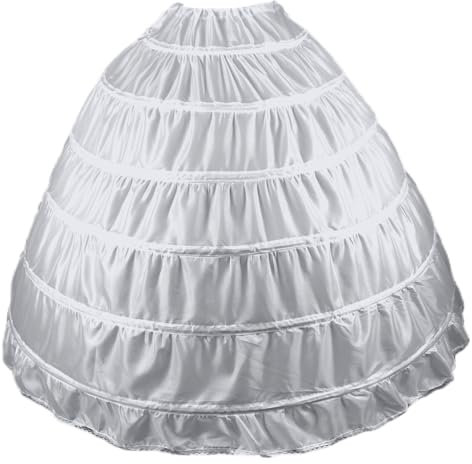 RULTA Damen 6 Reifen Unterrock Reifrock Petticoat A-Linie Rock für Brautkleid Hochzeitskleid Unterrock Slip, Weiss/opulenter Garten, Einheitsgröße