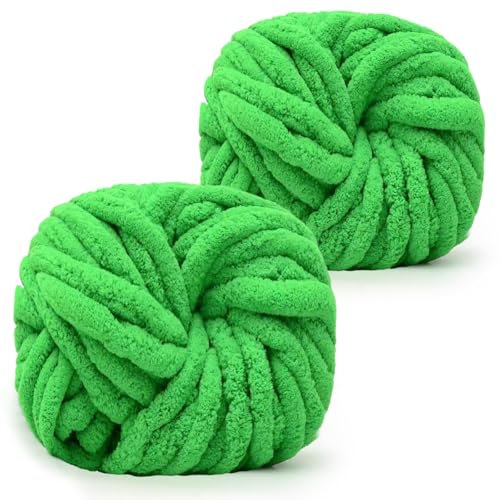 Coopay Dicke Wolle zum Häkeln, 2x240g Weiches Armstricken Wolle zum Handstricken, Soft Chunky Wolle zum Stricken, Sperrige Armstricken Wolle, xxl Wolle für Decken, Kissen, Haustier Nest - Apfelgrün