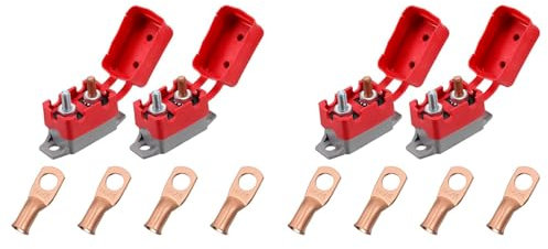 CENMEN 4 PièCes SéRies DC 12V-24V Disjoncteur à RéArmement Automatique avec Goujon de Couvercle et 8 Cosses de pour Chargeurs de Batterie (50A)