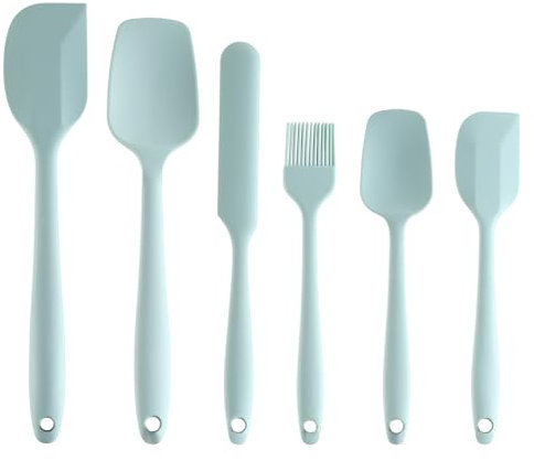 The Great British Bake Off Silicone Spatula Set Accessories for Cooking Baking, Palette Knife & More, Duck Egg Blue, 26.5cm-20cm Long