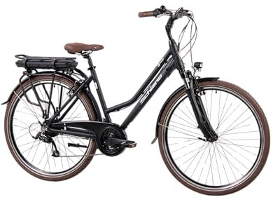 F.lli Schiano E-Ride, Bicicleta Electrica de Trekking, 28, Batería 36V 14.5Ah Extraíble, Motor 250W 40Nm, Bici Electrica Urbana, Unisex Adulto, Negro