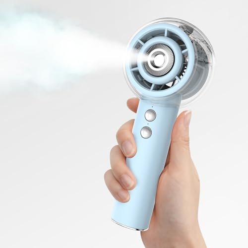 Hotsales Handheld Misting Fan, Portable Rechargeable Personal Fan with Mist | 4 Speeds, 25 ml Water Spray Tank, Rechargeable Turbo Fan Mister for Women and Men, Home, Office, Travel, Outdoor and Camping