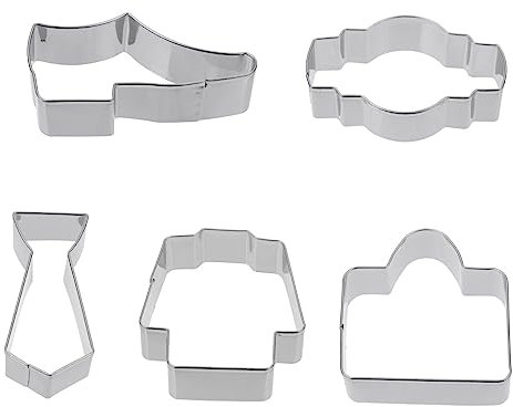 VICASKY 5stücke Edelstahl Ausstechformen Für Kekse Für Diy-biskuits Und Kreative Kuchenformen Vaterstags-themen Aktentasche Krawatte Schuhe Anzug Uhr Backen Zu Hause Bäckerei