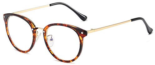 KUKU VISION Blaulichtfilter Brille für Damen UV400-Schutz,Blendschutzbrille ohne Rezept,Blue Light Filter Brille Computer brille (Golden-Braun)