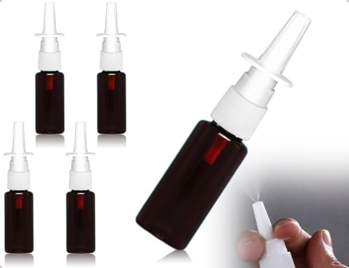 Emezddo 4 Stück Nasenspray Flasche Leer,Wiederverwendbar Nachfüllbare Zerstäuber Sprühflasche,verwendet für Parfüm ätherisches Öl Kochsalzlösung(Braun)