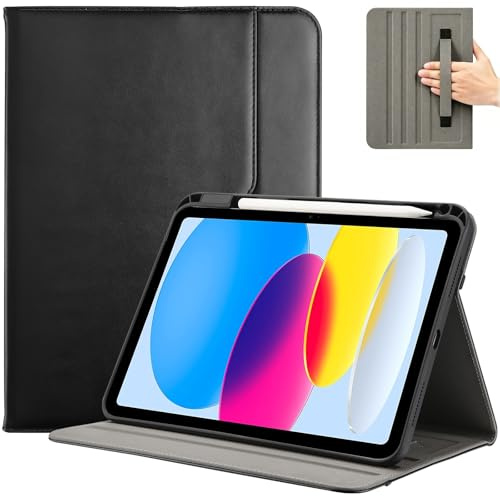 ProCase Funda para iPad A16 de 11ª generación de 11 pulgadas 2025/iPad de 10ª generación de 11.9 pulgadas 2022 con soporte para lápices, funda de piel sintética para iPad 11/10, funda de soporte de