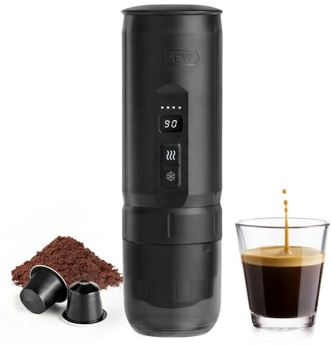 HIBREW H4C Classic – Cafetera Espresso Eléctrica Portátil, Recargable USB-C, Batería Extraíble, Compatible con Café Molido y Cápsulas NS, Ideal para Camping, Viaje y Uso Diario