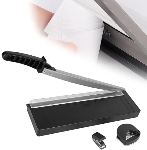 Papierschneider A4 Kompakt, Edelstahl Schneidegerät, Hebelschneider Manuell, Manuell Schneidemaschine mit R4-Fileter, Papier Schneidegerät für Materialien Sind Dünne Fotos, Bleche, Leder