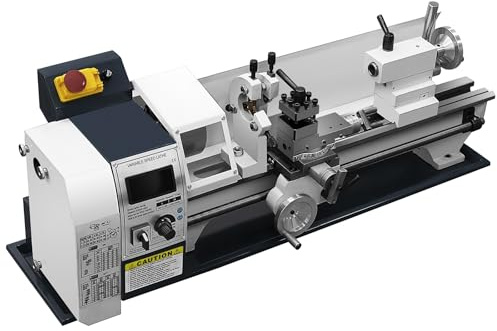 Torno de metal de precisión 1500W, tamaño 220 x 500 mm, mini torno para metal con velocidad variable continua 0‑2500 rpm, incluye cepillo, para trabajos de mecanizado profesional