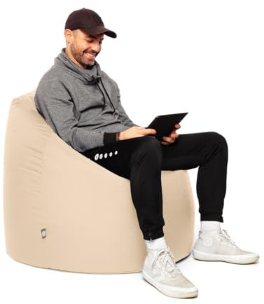 PATCH HOME Patchhome XXL Sitzsack Tropfenform – Creme – Indoor & Outdoor Beanbag mit Styroporfüllung - Bereits Befüllt - Kinder & Erwachsene - 30 Farben & 3 Größen
