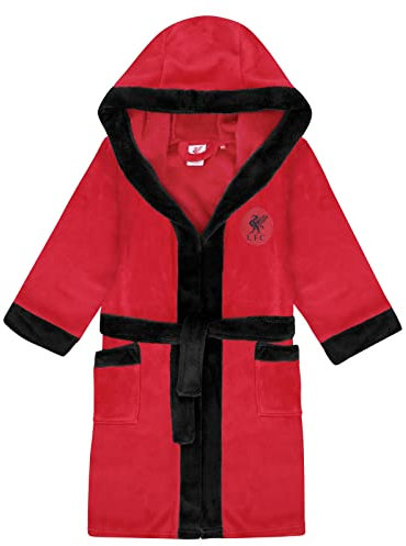 Liverpool FC Official Football Gift Boys Fleece Dressing Gown Robe Red 3-4 Yrs
