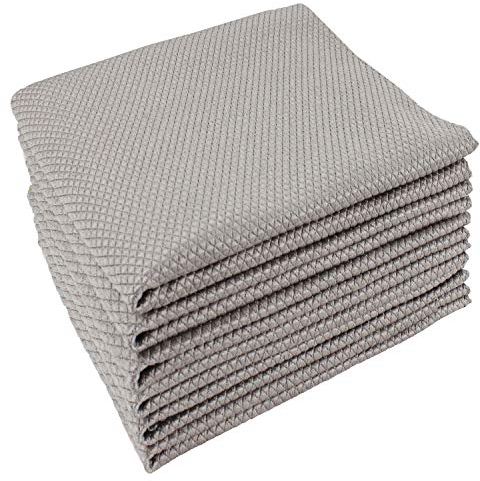 HIDMD Microfibre Cleaning Cloths Microfiber Lint free Cloths Towels Polishing Cloths for Dishes Glasses Car Windows Mirrors Screen TV Tablets Camera Grey 6PCS 30CM X 40CM