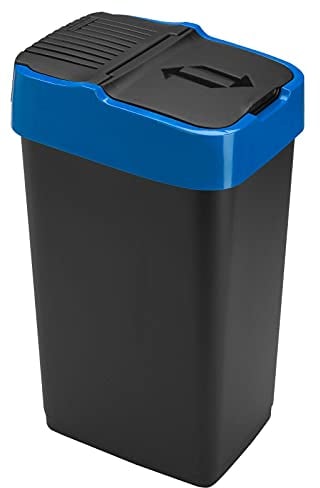 Sterling Ventures 35L Plastic Indoor Recycling Bin with Double Swing Lid Top Colour Coded (Blue)