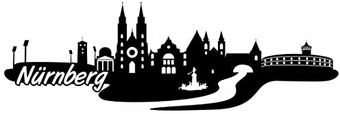 Samunshi® Nürnberg Skyline Wandtattoo Sticker Aufkleber Wandaufkleber City Gedruckt Nürnberg 120x40cm schwarz