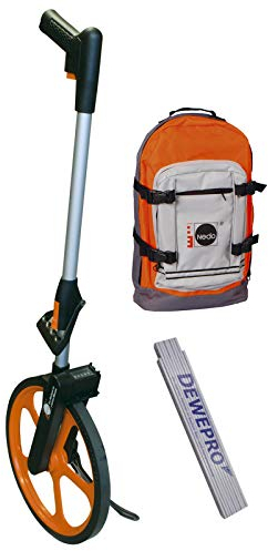 NEDO® Leichtmessrad ECONO Set - Präzisionsrad mit Trekking-Rucksack inkl. DEWEPRO Zollstock 2m - Messwerkzeug für die Streckenmessung