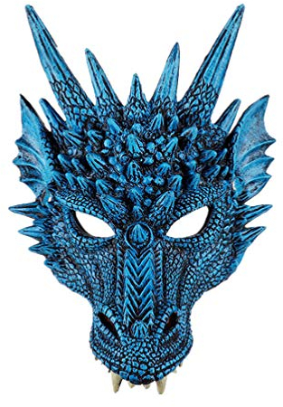 NUOBESTY Halloween 3D Drachenmaske Party Maske Tier Halbgesichtsmasken Maskerade Maske Karneval Kostüm für Halloween Party Karneval Parade Cosplay (Blau)