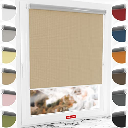 Schuette® Verdunkelungsrollo ohne Bohren/mit Bohren 2in1 ● Thermo Rollo Kollektion: Biscotto (Beige) ● 70 x 130 cm (Breite x Höhe) ● Suprafix Klemmrollo = Klemmfix 2.0 ● 60s Montage mit Video