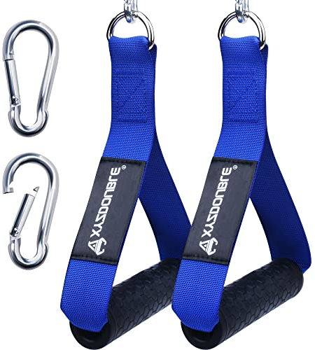 XYZDOUBLE Resistance Bands Handle Cable Attachments Heavy Duty Cable Machine Attachment Fitness Grip with Solid ABS Cores Durable Carabiners for Cables Crossover LAT Pull Down Home Gym Blue