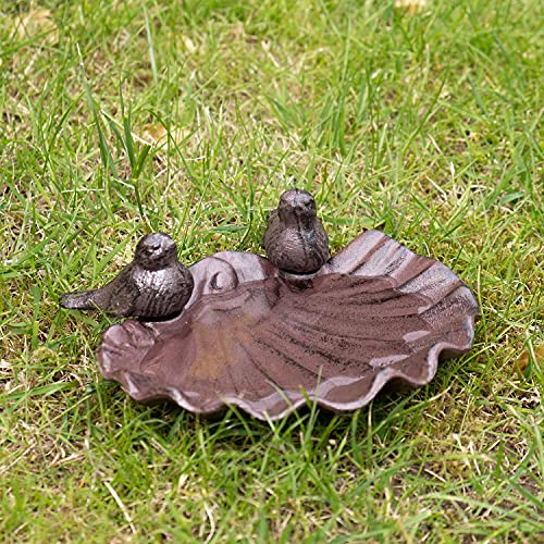 Moritz Vogeltränke Boden Schale 9x21x21 cm braun Gusseisen Wildvogeltränke Vogelbad zum Stellen für Garten, Terasse und mehr