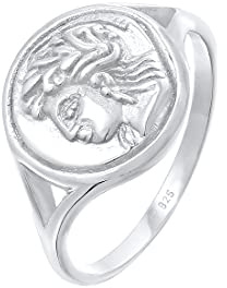 Elli Anello con sigillo moneta antica in argento 925