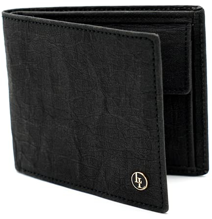 Locklair Herren Geldbörse aus veganem Papierleder, Männer Portemonnaie mit RFID-Schutz, Vegan Wallet, Papier Geldbeutel nachhaltig (Schwarz)