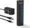 RSHTECH Powered USB C 3.2 Hub, 10Gbps Aluminum 10-Port USB 3.1/3.2 Gen 2 Splitter with 12V/3A 36W Power Adapter, 2ft Type-C Cable & 3.3ft Type-A Cable (RSH-A10S)