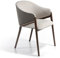 Angel CERDÁ - Silla salón Comedor tapizada en Tela y Polipiel Color Beige con resposabrazos. Estructura y Patas de Fresno Macizo Color Nogal.